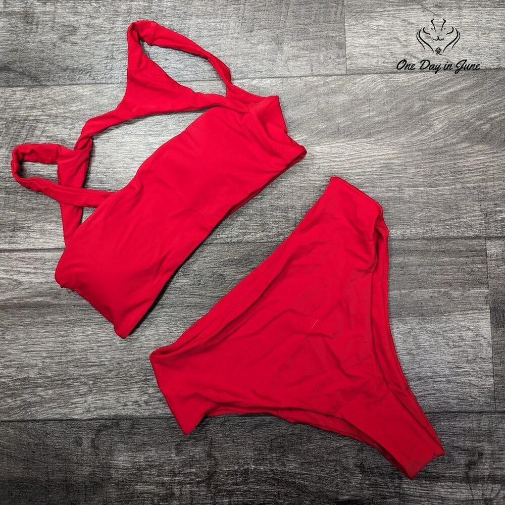 ODIJ High Waist Crop Top Bikini Swimsuit Size S